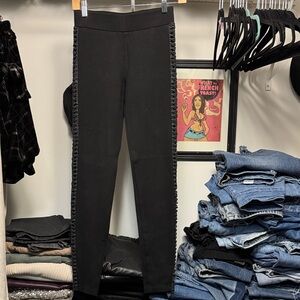 My Tribe Black Leggings with Ruffle Detail